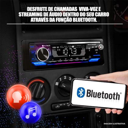Imagem de Aparelho Rádio Automotivo 1 Din Som carro Mp3 Player Bluetooth Usb Rgb + Carrega celular e Saida Sub