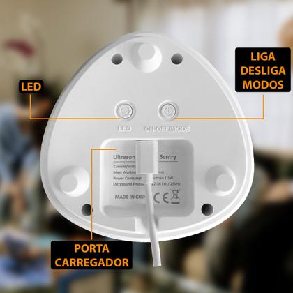 Imagem de Aparelho Repelente Eletrônico Ultrassônico C/ Sensor Movimento Espanta Rato Aranha Barata Morcego S/ Cheiro