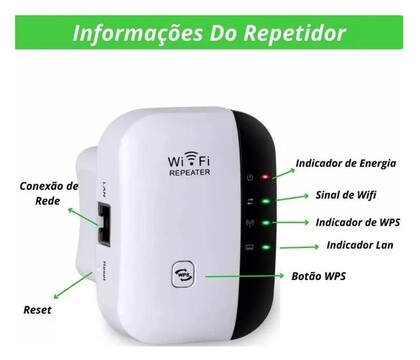 Imagem de Aparelho Repetidor De Sinal Wifi Wireles Internet Sem Fio Branco