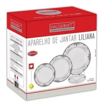 Imagem de Aparelhor Jogo de Jantar Porcelana 20 Peças Prato Xicara Branco Com Caixa - Hauskraft