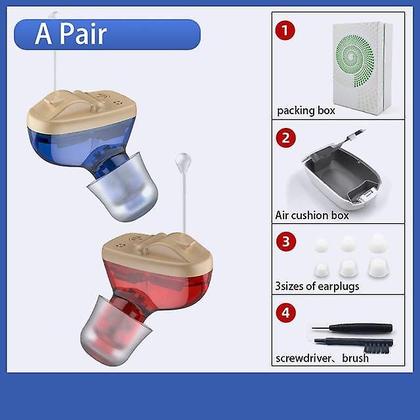 Imagem de Aparelhos auditivos Wokex Fairy N127 CIC Mini Invisible Blue Red Pa