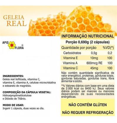 Imagem de Apireal Geleia Real Liofilizada +vitaminas 30 Cáps Apisflora
