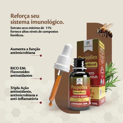 Imagem de APISVIDA Extrato de Própolis PowerBlend Propoflex  30mL  Fórmula Exclusiva com as Três Própolis Brasileiras Verde, Vermelha e Marrom