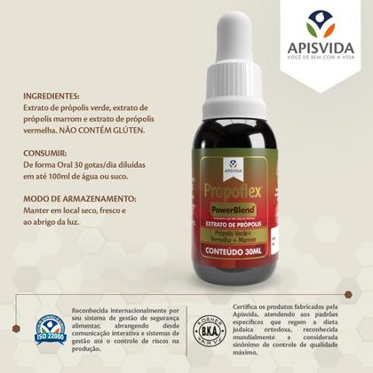 Imagem de APISVIDA Extrato de Própolis PowerBlend Propoflex  30mL  Fórmula Exclusiva com as Três Própolis Brasileiras Verde, Vermelha e Marrom