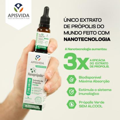 Imagem de APISVIDA Nanoprópolis  Extrato de Própolis Verde 20mL  Alta Concentração com Nanotecnologia