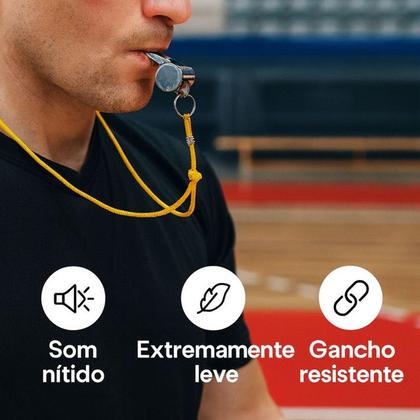 Imagem de Apito Profissional de Metal com Cordão para Árbitros Juiz Treinadores Escolas Esportes Recreação Cor:Cinza