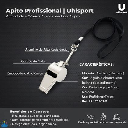 Imagem de Apito Profissional Metal Uhlsport com Cordão Árbitro Juiz