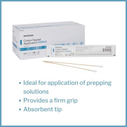 Imagem de Aplicador com ponta de algodão Swabstick McKesson Sterile 6cm 100Ct