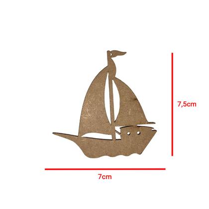 Imagem de Aplique Barco 7x7 Mdf Madeira