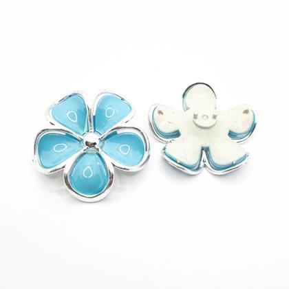 Imagem de Aplique Botão  Flor Resina Azul com Prata 5 Pétalas 48mm 50pçs 270g