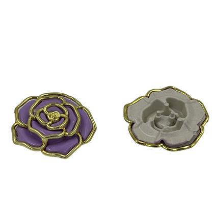Imagem de Aplique Botão Flor Rosa Lilás com Dourado 48mm 15pçs Resina 85g