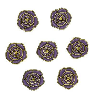 Imagem de Aplique Botão Flor Rosa Lilás com Dourado 48mm 15pçs Resina 85g