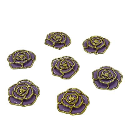 Imagem de Aplique Botão Flor Rosa Lilás com Dourado 48mm 15pçs Resina 85g
