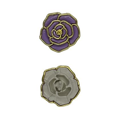 Imagem de Aplique Botão Flor Rosa Lilás com Dourado 48mm 15pçs Resina 85g