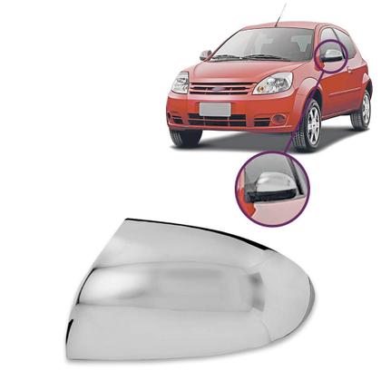 Imagem de Aplique Cromado para Capa Retrovisor Fiesta Rocam 2002 2003 2004 2005 2006 2007 2008 2009 2010 2011