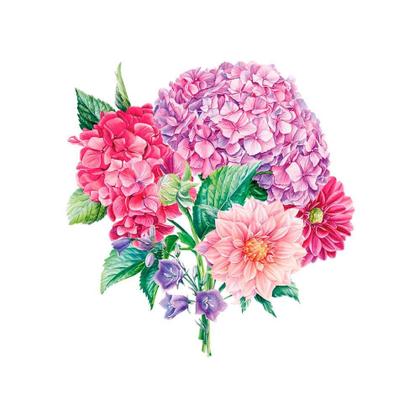 Imagem de Aplique de MDF e Papel - Hortênsias e Dálias - APM8-1359