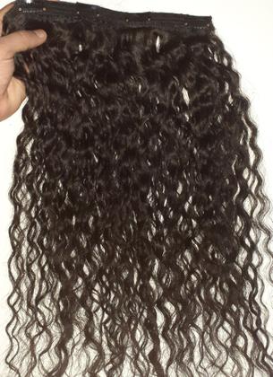 Imagem de aplique de tic tac cabelo humano cacheado 50cm