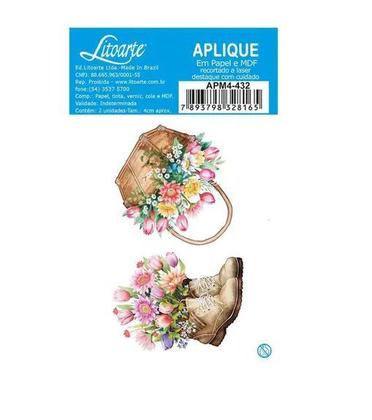 Imagem de Aplique Decoupage Bouquet de Flores Apm4-432 em Mdf 4cm Litoarte