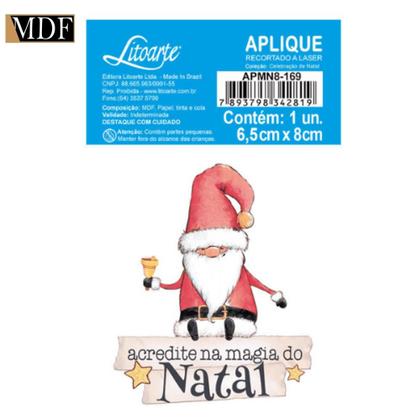 Imagem de Aplique Decoupage em Mdf Noel Acredite na Magina do Natal 8cm Apmn8-169 Litoarte