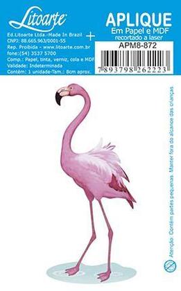 Imagem de Aplique Decoupage Flamingo Apm8-872 Em Papel E Mdf 8cm Litoarte