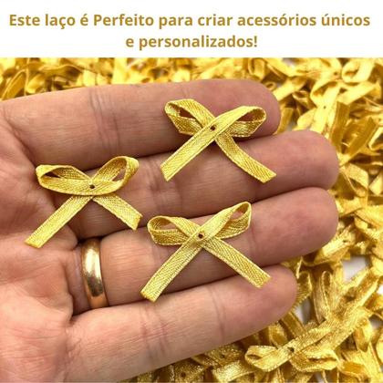 Imagem de Aplique Mini Laço Cetim 4mm Dourado Gold 80un Costura Arte