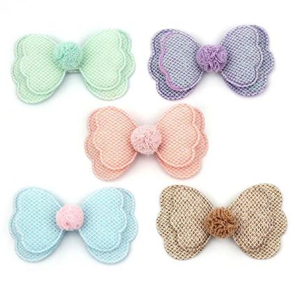 Imagem de Aplique Mini Laço Com Pompom Em Poliéster 5,5cm 5 Peças DIY