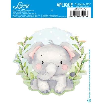 Imagem de Aplique Papel Decoupage em Mdf Safari Elefante Apm12-154 12cm Litoarte