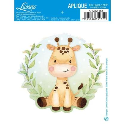 Imagem de Aplique Papel Decoupage em Mdf Safari Girafa Apm12-153 12cm Litoarte
