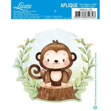 Imagem de Aplique Papel Decoupage em Mdf Safari Macaco Kit 5 Un. Apm12-155 12cm Litoarte