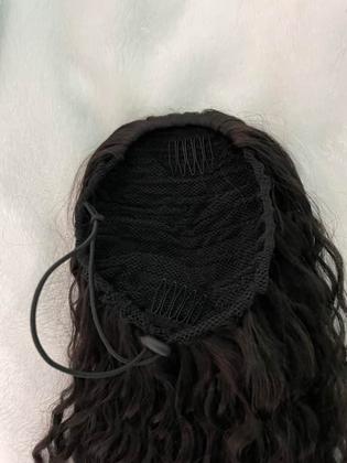 Imagem de Aplique rabo de cavalo cacheado afro premium biovegetal 70cm preto castanho escuro