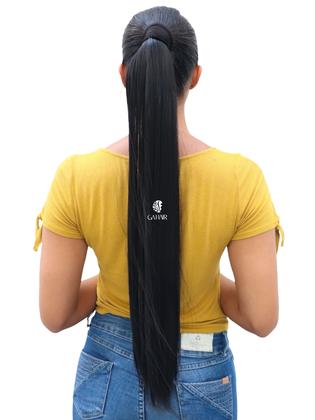 Imagem de Aplique Rabo De Cavalo Com tiras autocolantes + Disfarce - Facil Colocação - Removivel 70 Cm