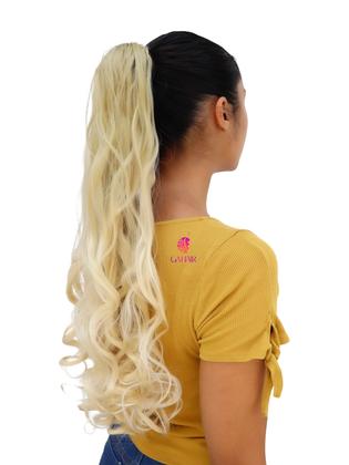 Imagem de Aplique Rabo De Cavalo Em Piranha Liso Ondulado 50 Cm - Fibra Organica Facil Colocação.