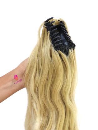 Imagem de Aplique Rabo De Cavalo Em Piranha Liso Ondulado 50 Cm - Fibra Organica Facil Colocação.