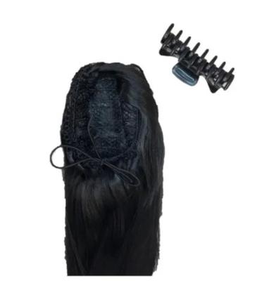 Imagem de Aplique Rabo De Cavalo Liso Preto Fibra Orgânica 70cm - Weng