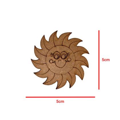 Imagem de Aplique Sol 5cm Kit 50un Mdf Cru Madeira Enfeite Decoração