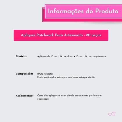Imagem de Apliques Patchwork Para Artesanato Pano De Prato Bordar - 80 Unidades