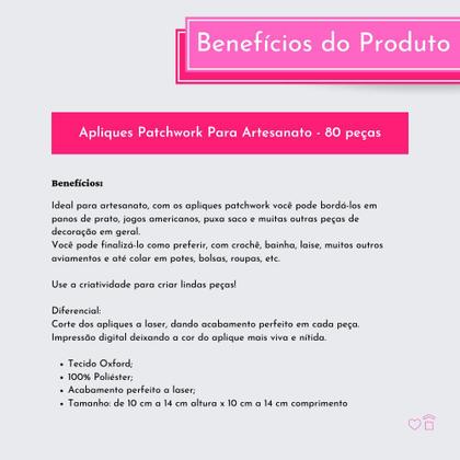 Imagem de Apliques Patchwork Para Artesanato Pano De Prato Bordar - 80 Unidades