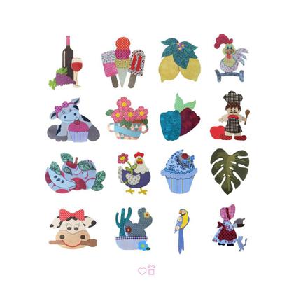 Imagem de Apliques Patchwork Para Artesanato Pano De Prato Bordar - 80 Unidades