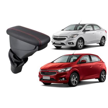 Imagem de Apoio De Braço Chevrolet Onix Couro Grafite Costura Vermelha
