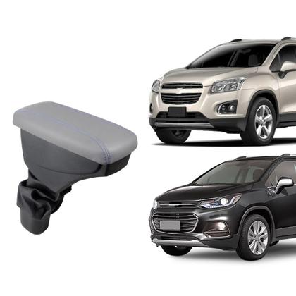 Imagem de Apoio De Braço Chevrolet Tracker Couro Cinza Costura Azul