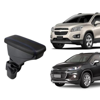 Imagem de Apoio De Braço Chevrolet Tracker Couro Preto Costura Azul