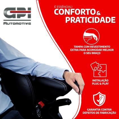 Imagem de Apoio De Braço Hyundai Hb20 Couro Marrom Costura Branca