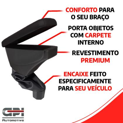 Imagem de Apoio De Braço Volkswagen Polo Couro Preto Costura Cinza
