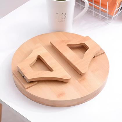 Imagem de Apoio De Sofá Oval Ajustável Porta Copos E Objetos Em Bambu