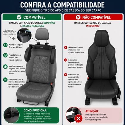 Imagem de Apoio Encosto de Cabeça para Assento de Carro Confortável Descanso para Viagens Adulto Criança