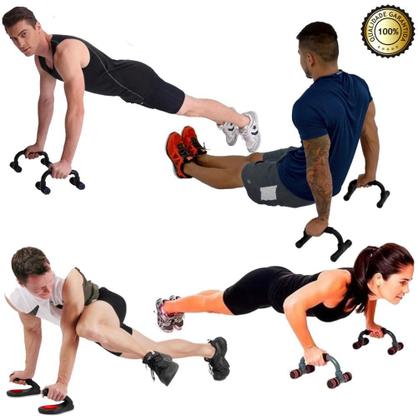 Imagem de Apoio Fixo Para Flexão De Braço Barra Chão Ergonômica Fitness