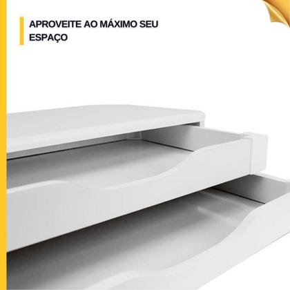 Imagem de Apoio Para Os Pés Black Piano Ergonômico + Suporte Para Monitor 2 Gavetas Branco