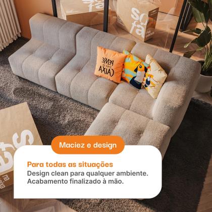 Imagem de Apoio para os pés modular Puff Chaise Sofá na Caixa Em Boucle com 1 lugar 86cm