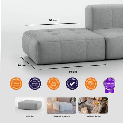 Imagem de Apoio para os pés modular Puff Chaise Sofá na Caixa Em Boucle com 1 lugar 86cm