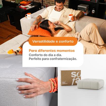 Imagem de Apoio para os pés modular Puff Chaise Sofá na Caixa Em Boucle com 1 lugar 86cm